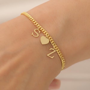 Pulsera con letra, pulsera con inicial, regalo de Navidad, pulsera de dama de honor, pulsera con letra personalizada, pulseras de pareja, regalo del Día de la Madre