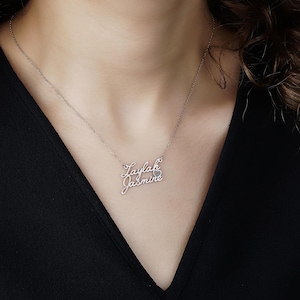 Custom Two Name Necklace with Heart, Personalized 2 Name Necklace, Family Name Necklace, Heart Name Necklace, Personalized Gifts for Mom