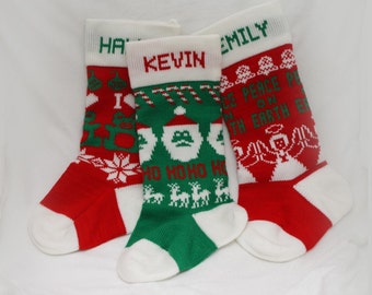 Personalized Christmas Stocking (Unlined) - Create a custom keepsake by selecting a color, pattern, and adding a name.