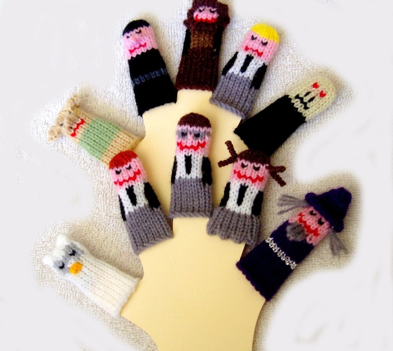 Wizard Friends Finger Puppet Set Includes 10 handcrafted puppets. We can create custom listings of individual puppets or puppet sets. image 1