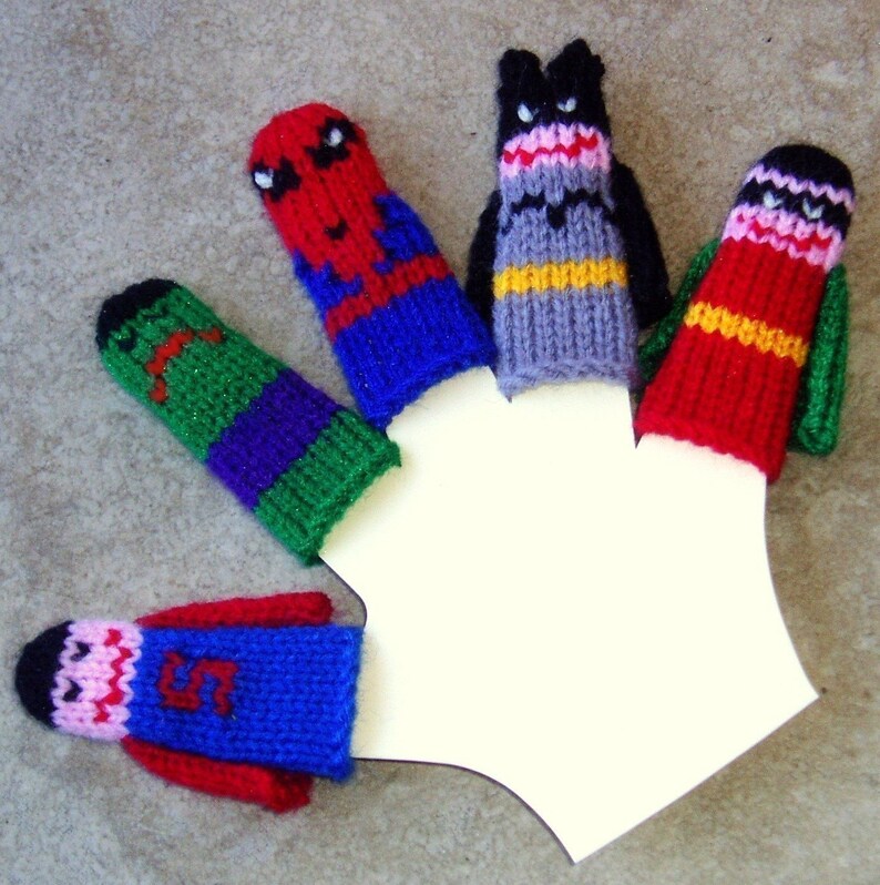 Super Heroes Finger Puppet Set 5 puppets We can create custom orders of individual puppets or puppet sets. image 2