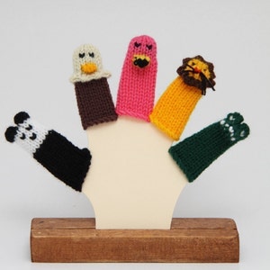 More Zoo Animals Finger Puppet Set Includes Panda, Bald Eagle, Flamingo, Lion, and Alligator. We can create custom orders. image 1