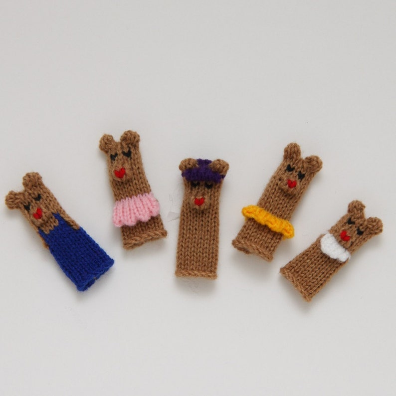 Bear Family Finger Puppet Set Includes Dad Bear, Mom Bear, Brother Bear, Sister Bear, and Baby Bear. We can create custom orders. image 4