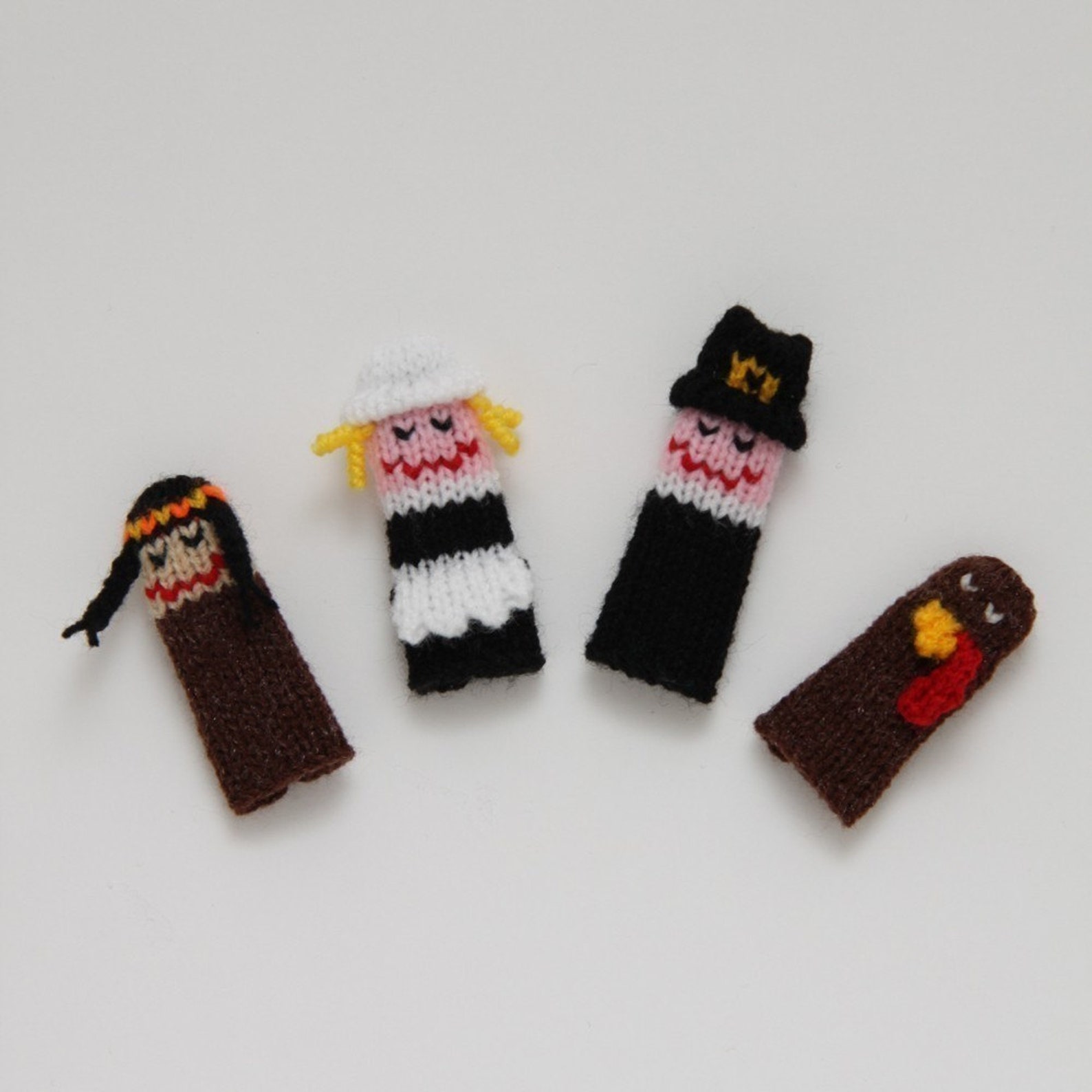 Thanksgiving Finger Puppet Set includes Indian Boy Pilgrim - Etsy