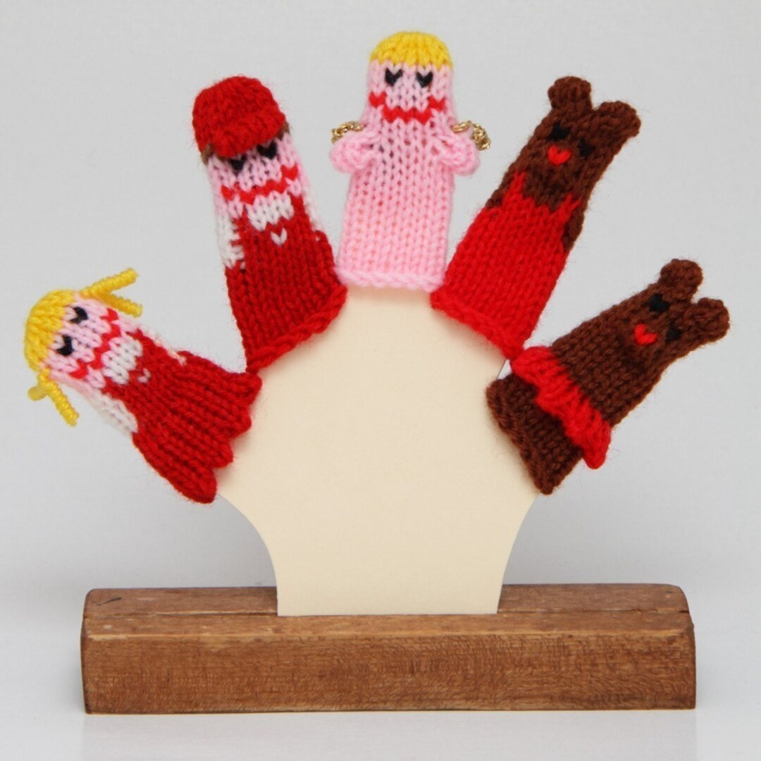 Sweethearts Finger Puppet Set. includes Girl, Boy, Girl Bear, Boy Bear ...