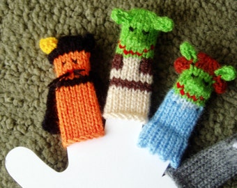 Ogre Friends Finger Puppet Set.  (Includes 2 Ogres, 1 Cat, and 1 Donkey.)