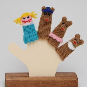 Goldilocks and the Three Bears Finger Puppet Set Includes Goldilocks, Papa Bear, Mama Bear, and Baby Bear. We can create custom orders. image 1