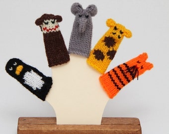 Zoo Animals Finger Puppet Set (Includes Penguin, Monkey, Elephant, Giraffe, and Tiger.)  We can make custom orders.