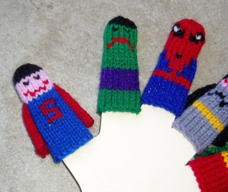 Super Heroes Finger Puppet Set 5 puppets We can create custom orders of individual puppets or puppet sets. image 3