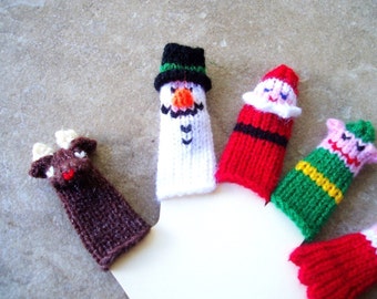 Christmas Finger Puppet Set (Santa, Mrs. Santa, Rudloph, Snowman, and Elf.)  We can create custom orders.