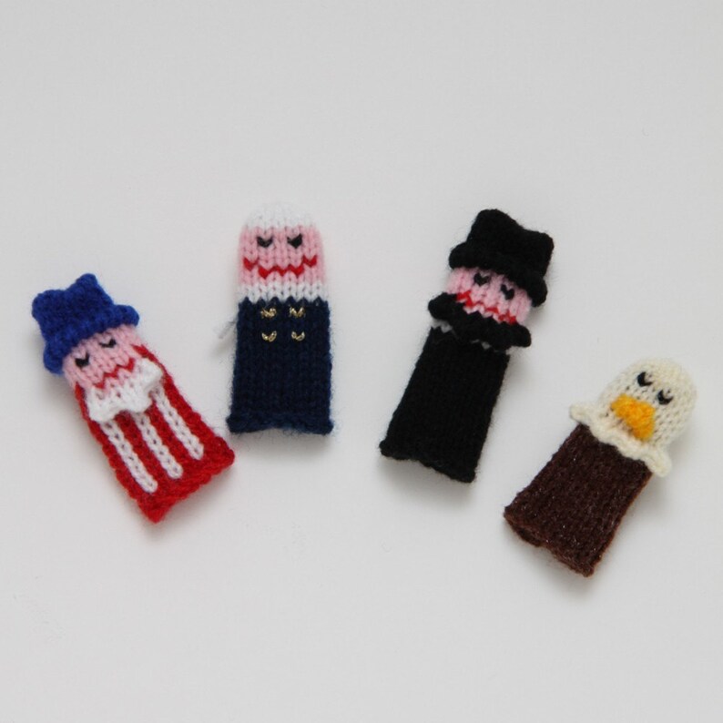 Patriotic Finger Puppets includes Uncle Sam, Washington, Abraham