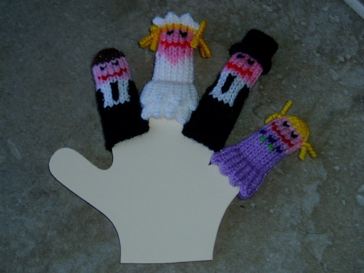 Wedding Finger Puppet Set (inclues Bride, Groom, Flower Girl, and Ring ...