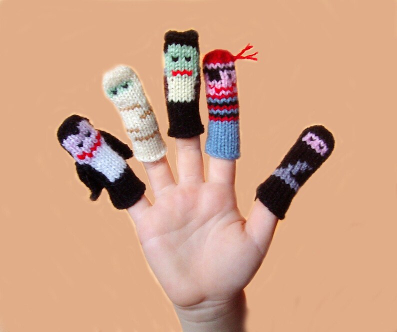 More Halloween Finger Puppet Set Includes Vampire, Mummy, Frankenstein, Pirate, and Ninja. We can create custom listings. image 1