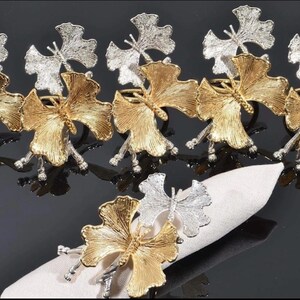 Serviettenring Set von 6 Stück Goldener Schmetterling