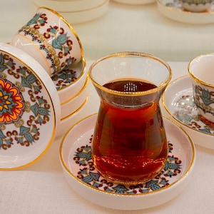 Turkse thee- en koffieset Seljuk groen