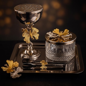 Incense Burner Bakhoor Set luxury Butterfly silver & gold