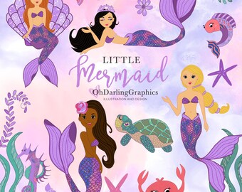 紫色の人魚のクリップアート、人魚の女の子、海中、紫色の人魚、DIY、PNG、文房具、スクラップブック、商用利用