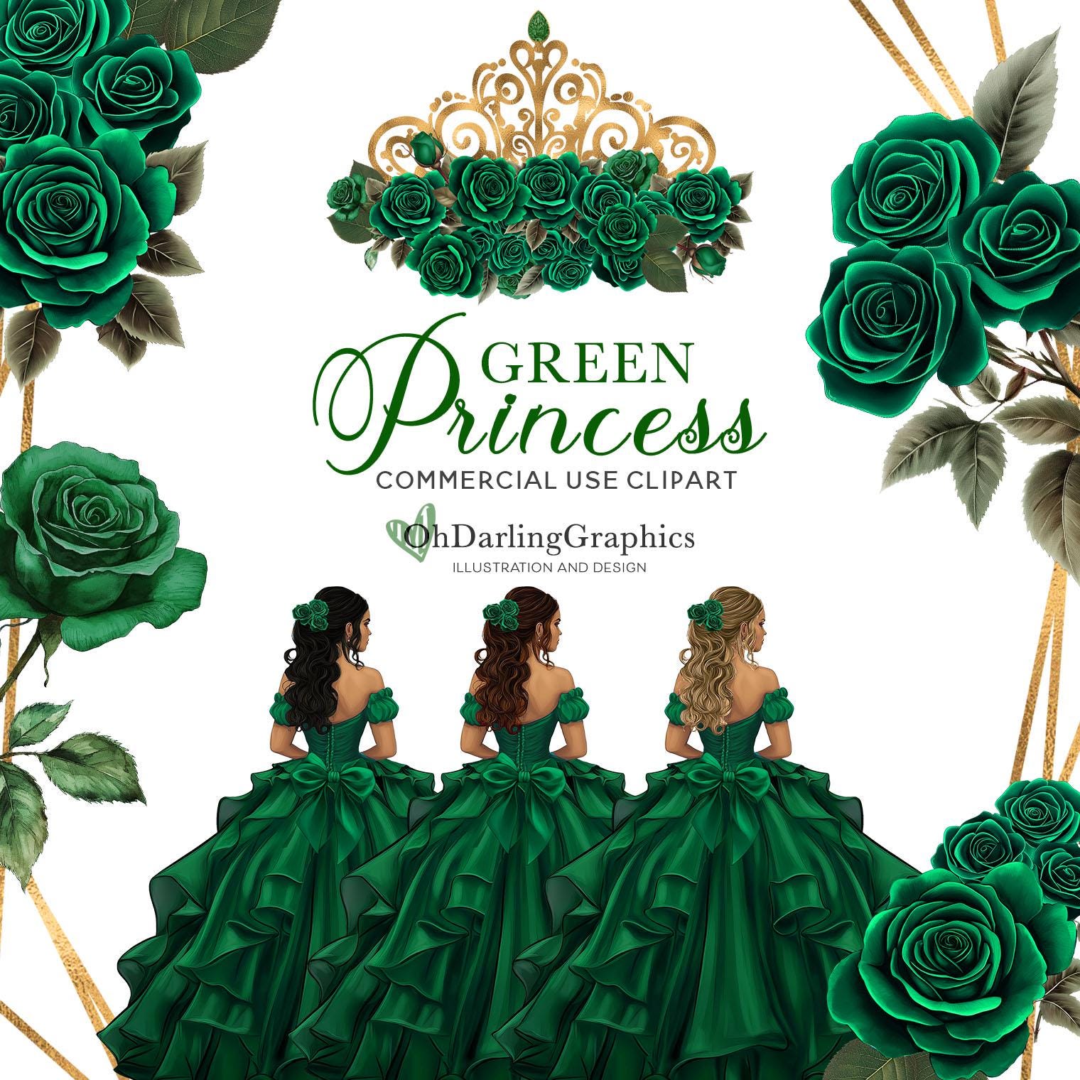 Green Princess Gown - Etsy