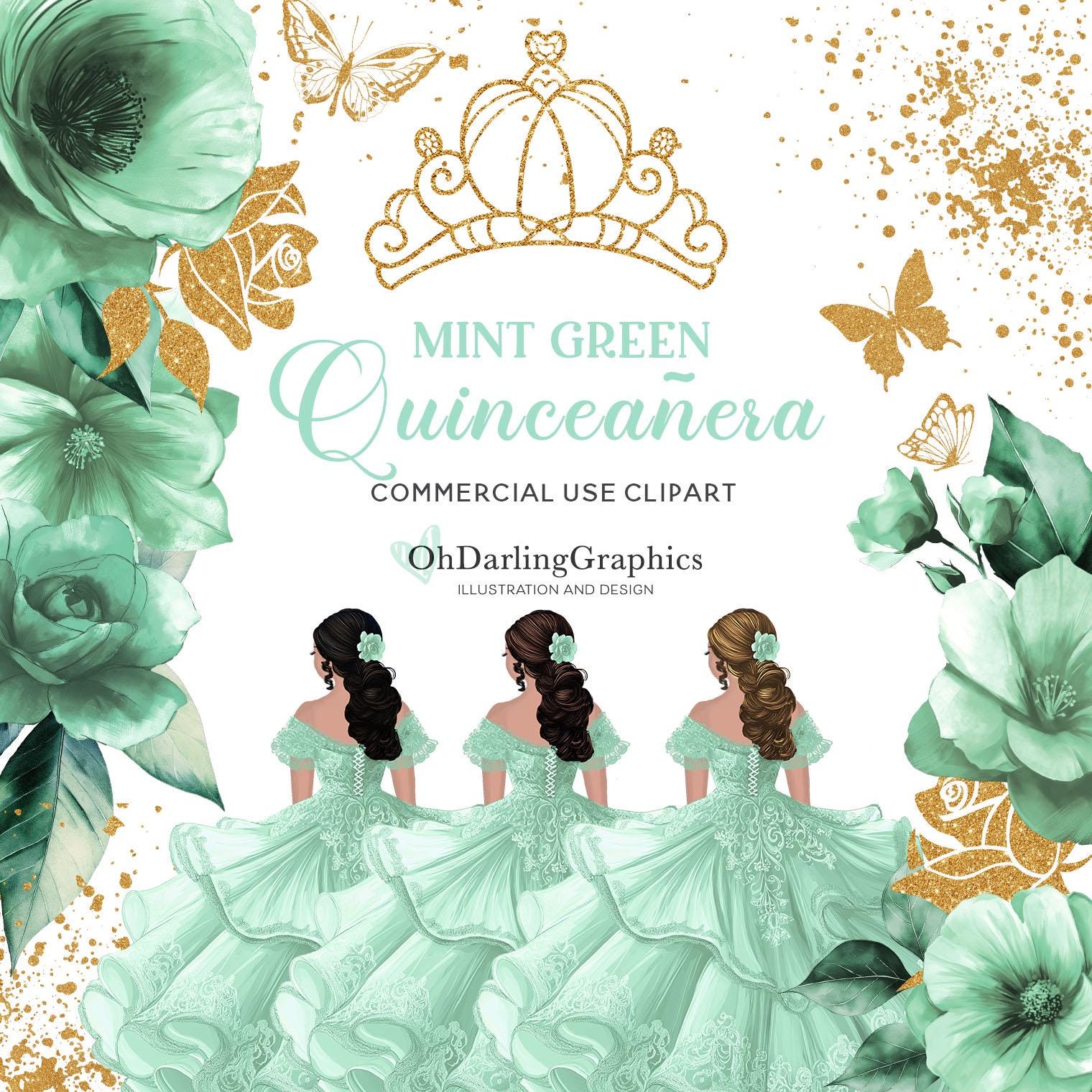 green emerald velvet dress Mint Green Quinceanera Dresses Lace Mexican Girl Sweet 15 Dresses –  MyChicDress main image 0