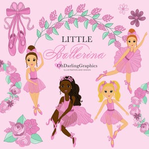 Pink Ballerina Clipart, Girl, Ballet, Dancing, Ballet Dancer, DIY, PNG, Stationery, Scrapbook, Instant Download, Commercial Use