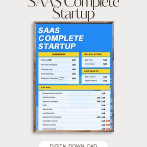 Kit completo para startups SaaS / Negocio de software / Presentación B2B / Guiones de ventas / Contratos / Calculadoras / Descarga digital / Acceso instantáneo