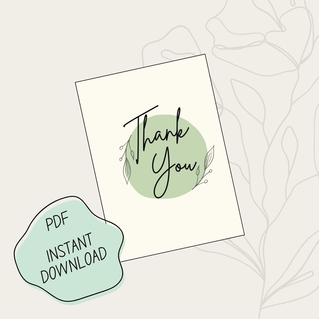 Printable Thank You Card Blank Aesthetic Greeting Cards Digital ...