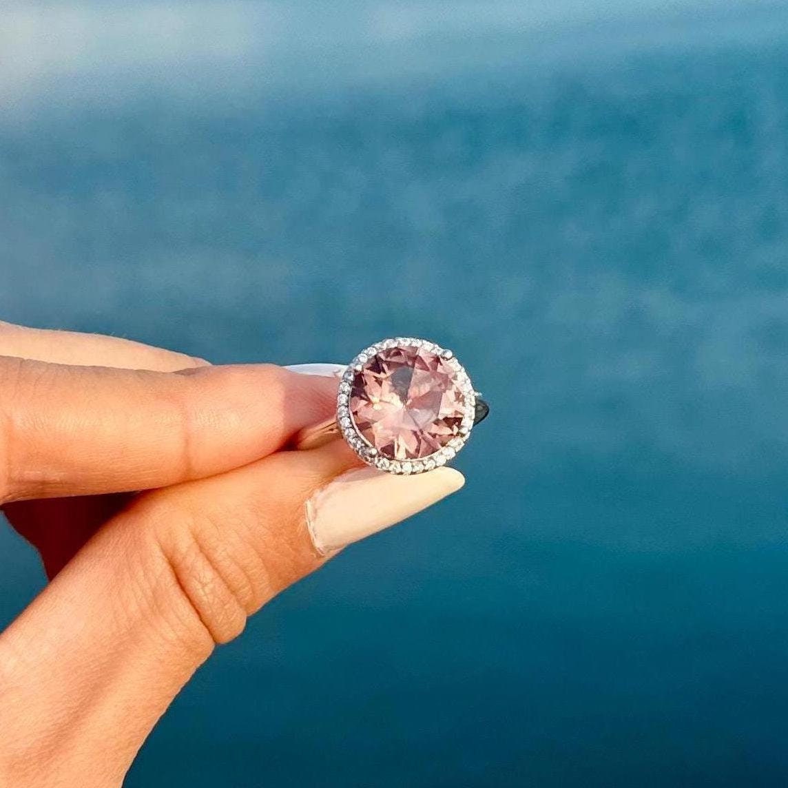 925Silver Sultanite Color Change Round Ring•Turkish Diaspor Natural Stone•Handmade Valentine's Day Jewelry Gift for Her