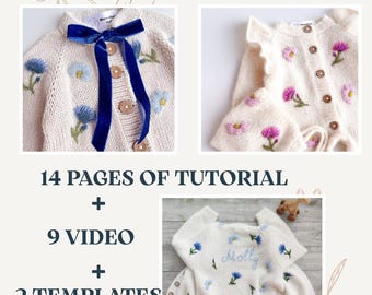 Daisy Сornflowers Embroidery Pattern: floral for sweaters, cardigans, rompers (download PDF)