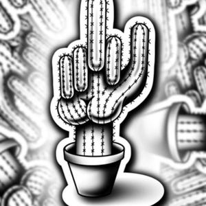 Pegatina de cactus del dedo medio: "¡Qué imbécil!", estilo western, trasero bonito, chiste gracioso, insulto