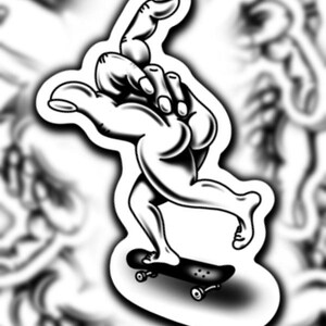 Skate & Flip and Push On – Mittelfinger Skateboard Sticker!