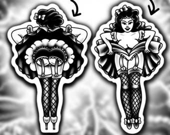 Burlesque Pin-Up Sticker Set: Waterproof Vintage Decals
