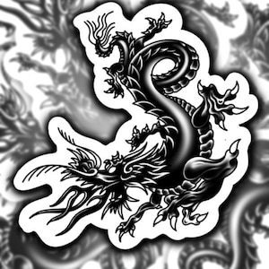 Black Dragon Tattoo Sticker: Asian Art Vinyl Decal