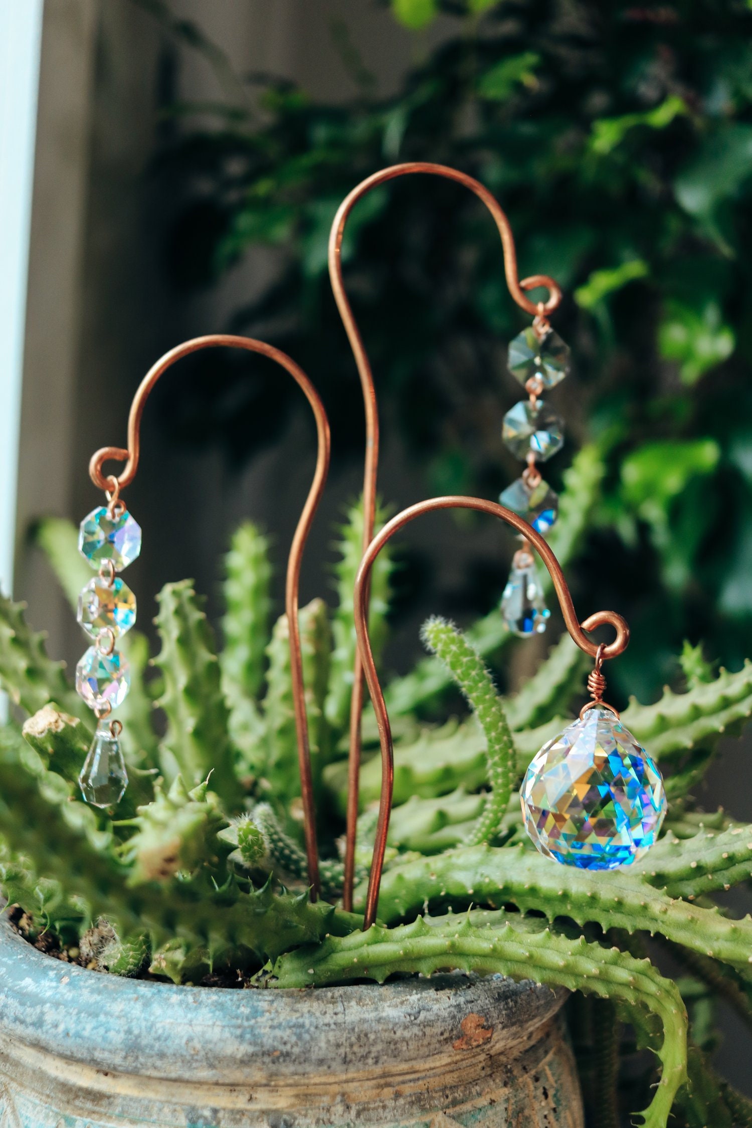 COPPER Plant Stake Sun Catchers
