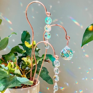 Copper Plant Stake Sun Catcher – Prism Rainbow Maker, Plant Stake, Garden decor, Gift for Plant Lovers, gifts for her, home decor, Christmas image 2
