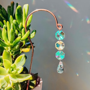 Copper Plant Stake Sun Catcher – Prism Rainbow Maker, Plant Stake, Garden decor, Gift for Plant Lovers, gifts for her, home decor, Christmas image 9