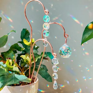 Copper Plant Stake Sun Catcher – Prism Rainbow Maker, Plant Stake, Garden decor, Gift for Plant Lovers, gifts for her, home decor, Christmas image 10