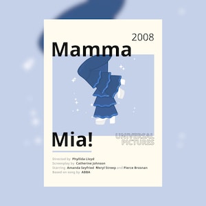 Mamma Mia Minimalist Movie Poster Illustration Style Digital Download Film Poster