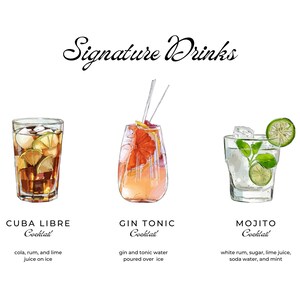 Classy Cocktail Menu Digital Download