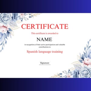 Certificate of Spanish Language Training Template | Canva Editable