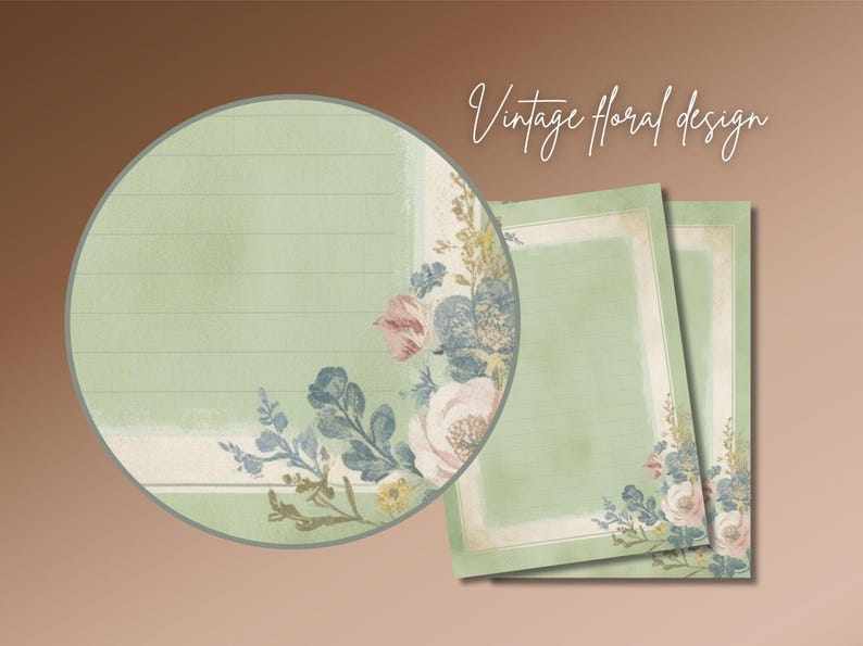 Vintage Floral Stationery Set: Printable Writing Paper & Envelope ...