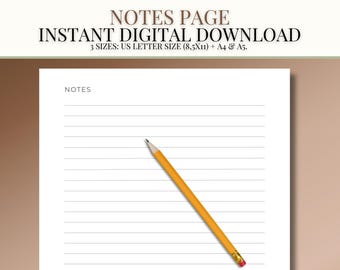 Minimalistische linierte Notizseite: A4, A5 & US Letter (PDF Download)