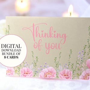 Biglietti d'auguri stampabili - Pacchetto di 8 biglietti stampabili da scaricare digitalmente per tutte le occasioni / Grazie, Ti amo, Guarisci presto, Biglietti fai da te