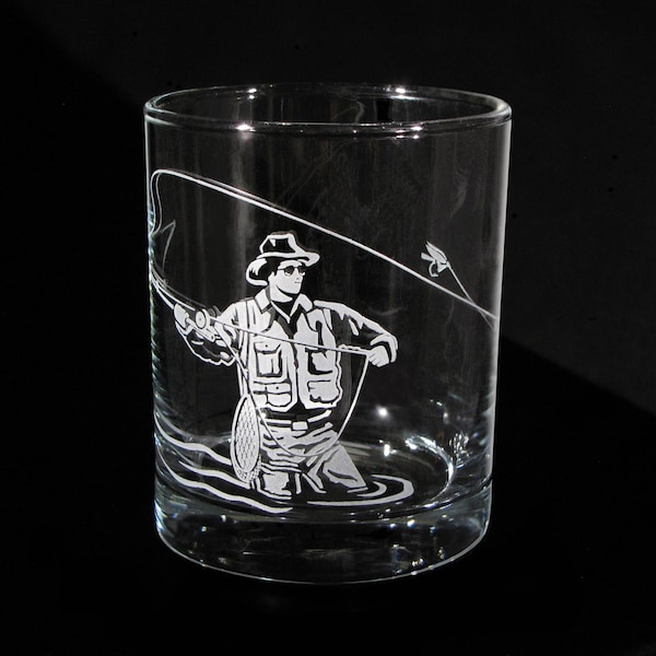Fly Fishing Whiskey Glass Etsy