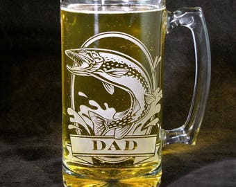 Personalized Northern Pike Beer Mug Birthday Gift for Man