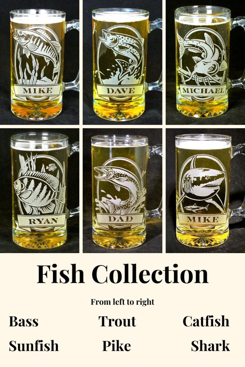 Personalized Fish Beer Stein With Bass Engraved Gift for Man Etsy