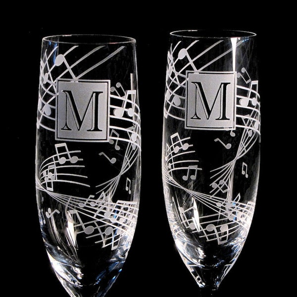 2 Music Wedding Champagne Toasting Flutes Personalized Gift for Couple