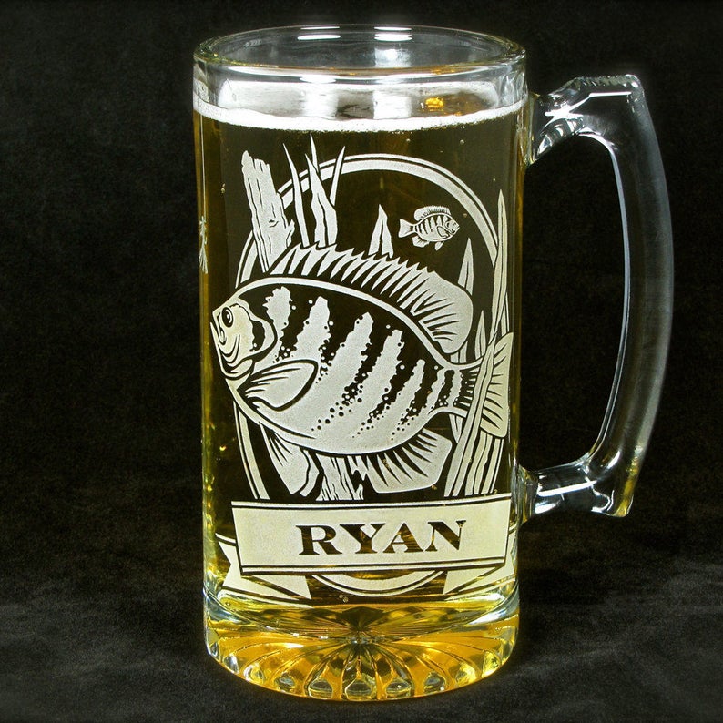 Personalized Fish Beer Stein With Bass Engraved Gift for Man Etsy