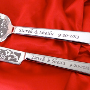 Music Themed Wedding Cake Server and Knife Set Engraved Gift for Bride and Groom, Present for Couple image 3