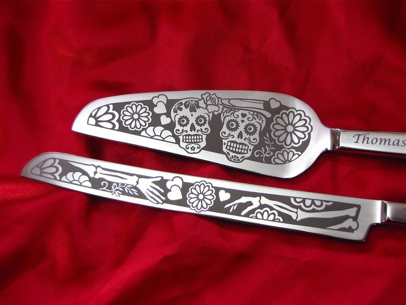 Dia De Los Muertos Wedding Cake Server Set Calavera Gift for Bride and Groom, Mis Quince, Quinceanera image 5