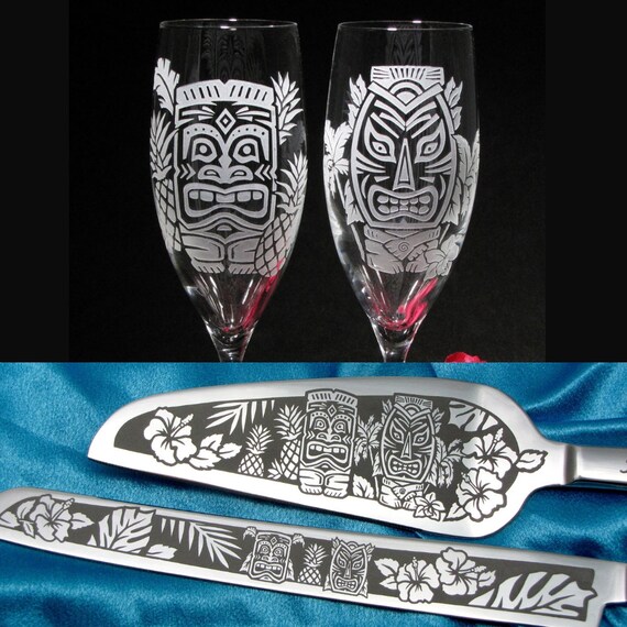 hawaiian tiki wedding set